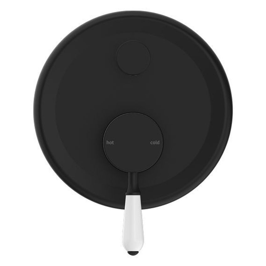 York Shower Mixer With Divertor With White Porcelain Lever - Matte Black
