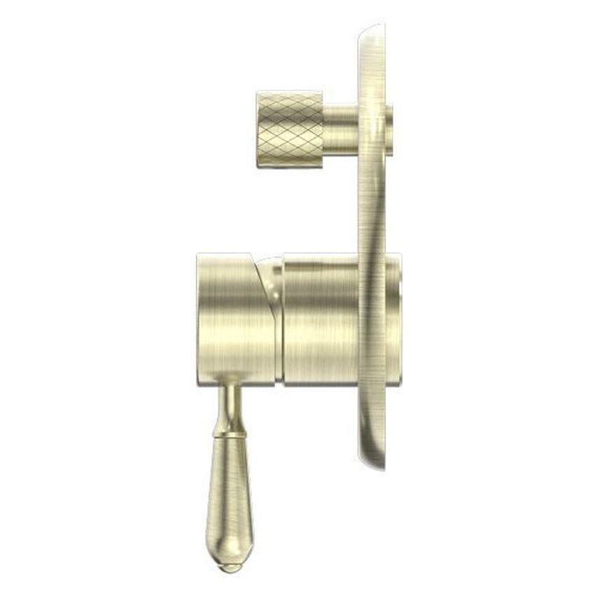 York Shower Mixer With Divertor With Metal Lever - Aged Brass