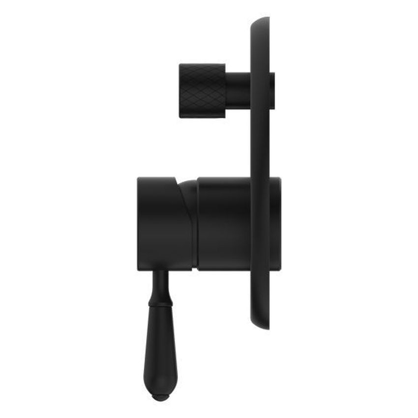York Shower Mixer With Divertor With Metal Lever - Matte Black