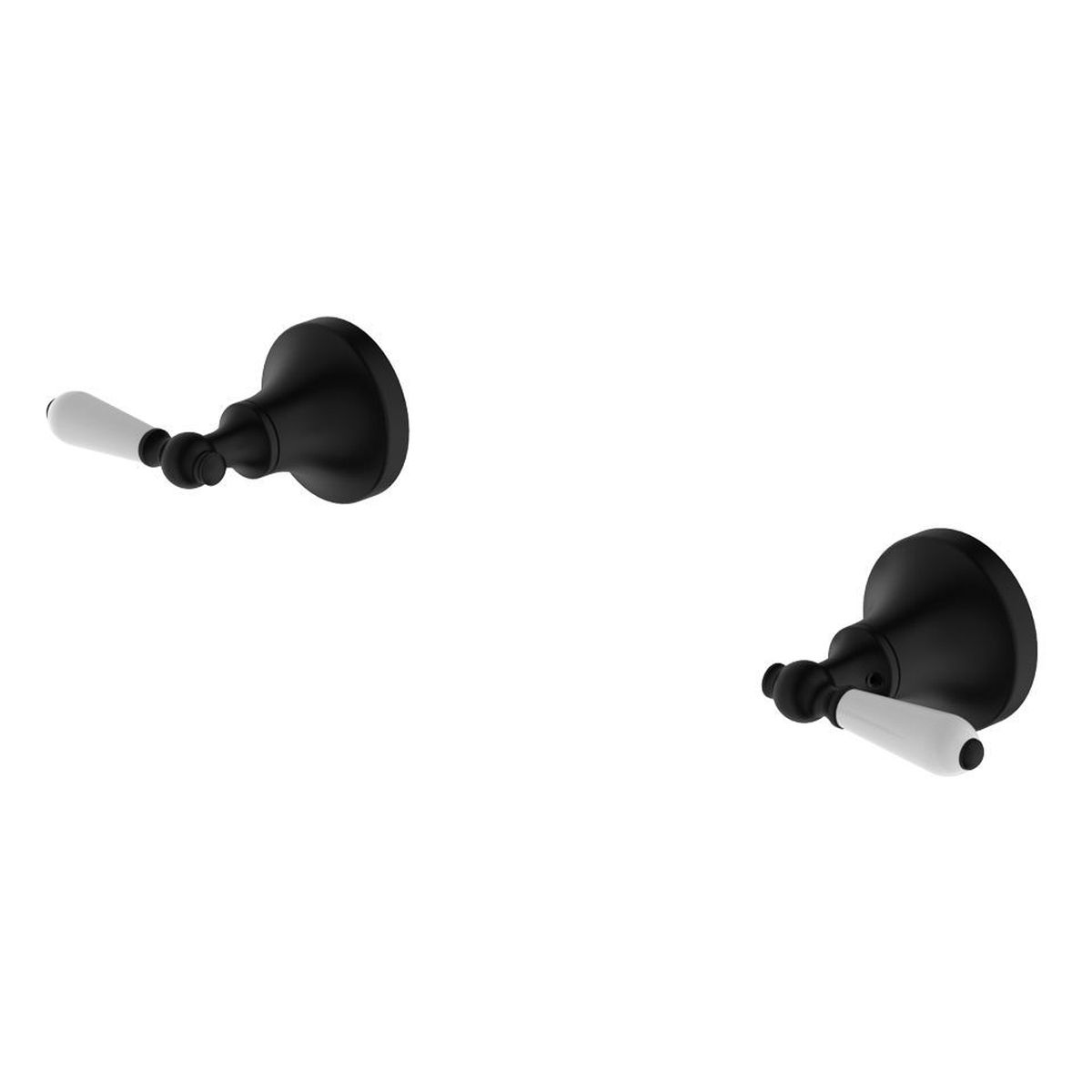 York Wall Top Assemblies With White Porcelain Lever - Matte Black