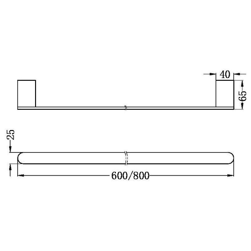 Bianca Single Towel Rail 800mm - Brushed Gold