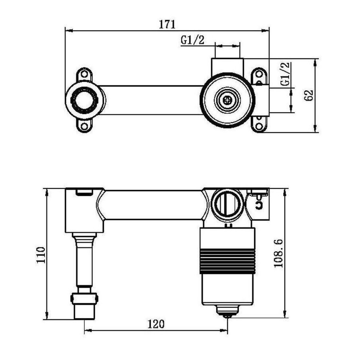 Premium 35mm Universal Wall Basin/Bath Mixer Handle Up Body Only