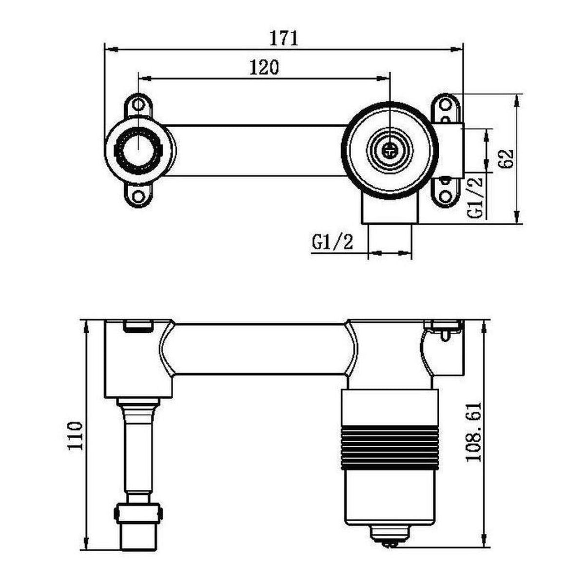 Premium 35mm Universal Wall Basin/Bath Mixer Body Only