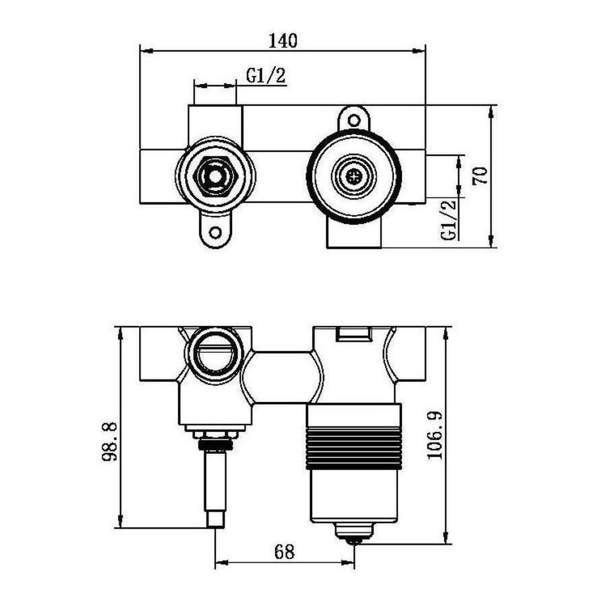 Premium 35mm Universal Shower Mixer With Divertor Horizontal Body Only