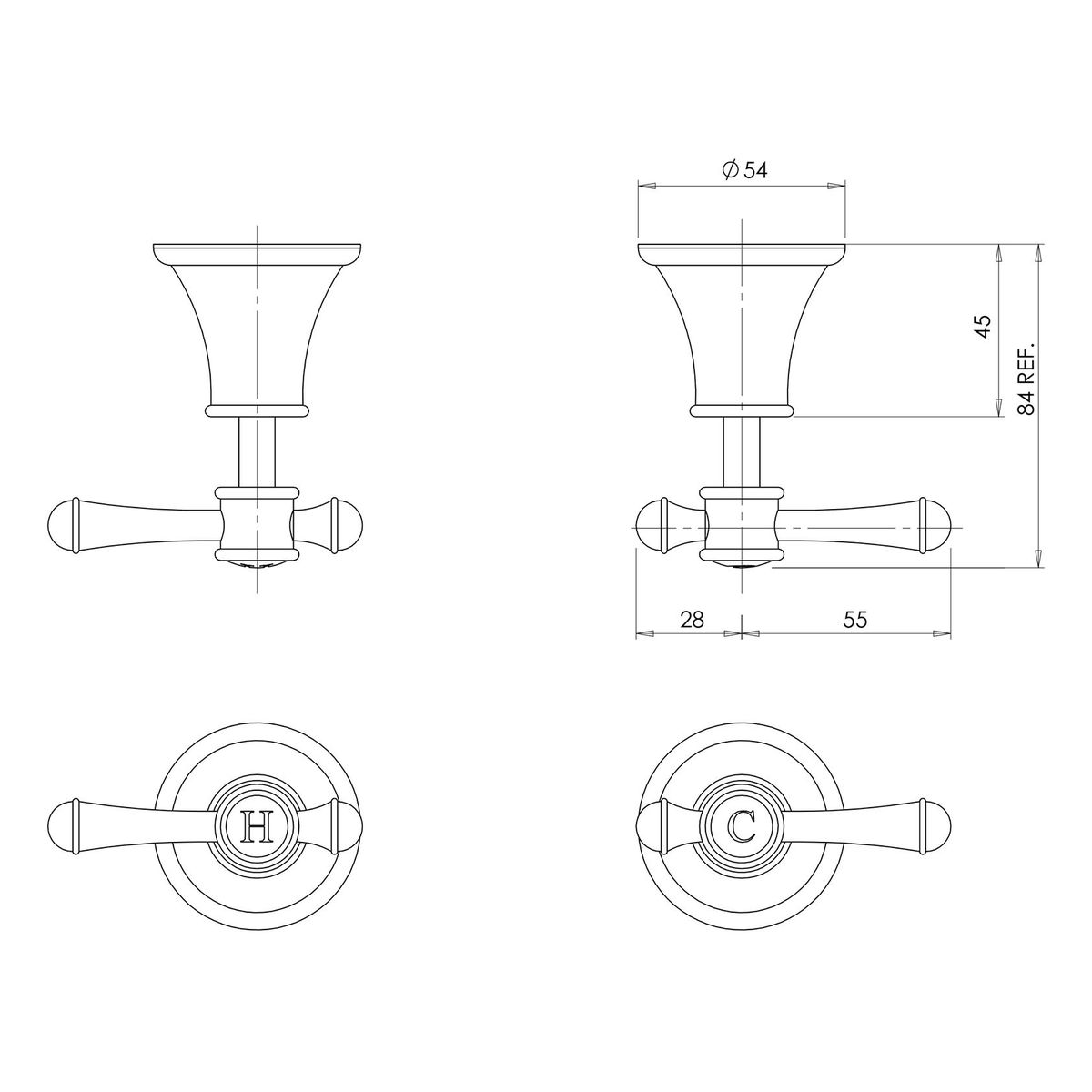 Nostalgia Lever Wall Top Assemblies, Lead Free - Chrome