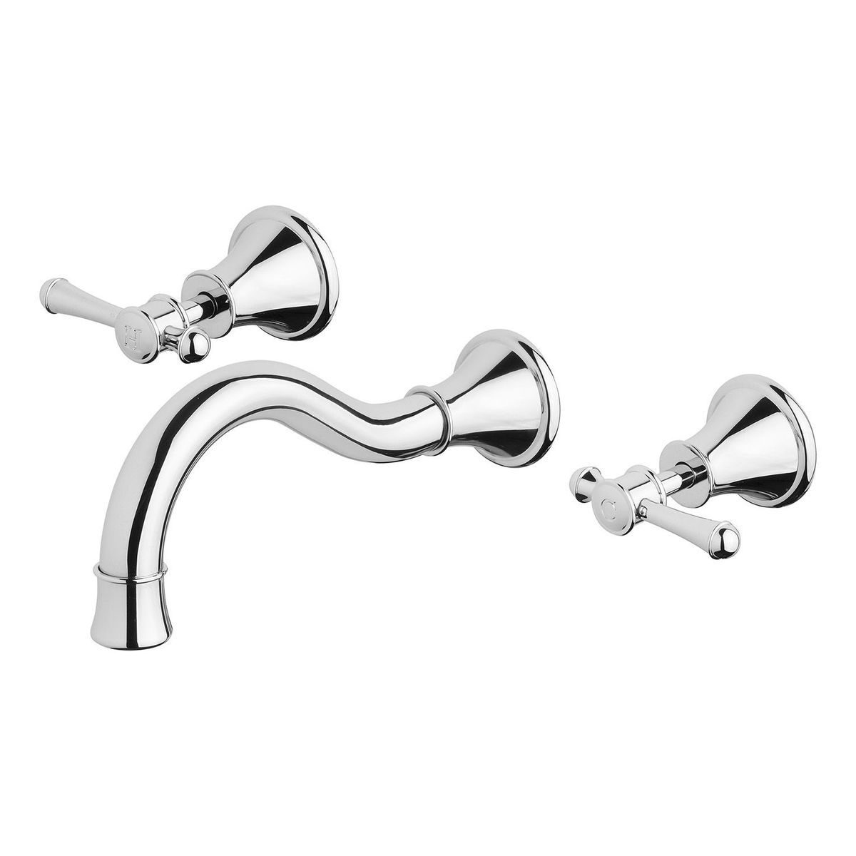 Nostalgia Lever Basin / Bath Set 180mm Shepherds Crook - Chrome, Lead Free