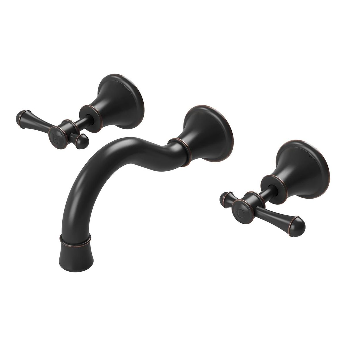 Nostalgia Lever Basin / Bath Set 180mm Shepherds Crook - Antique Black