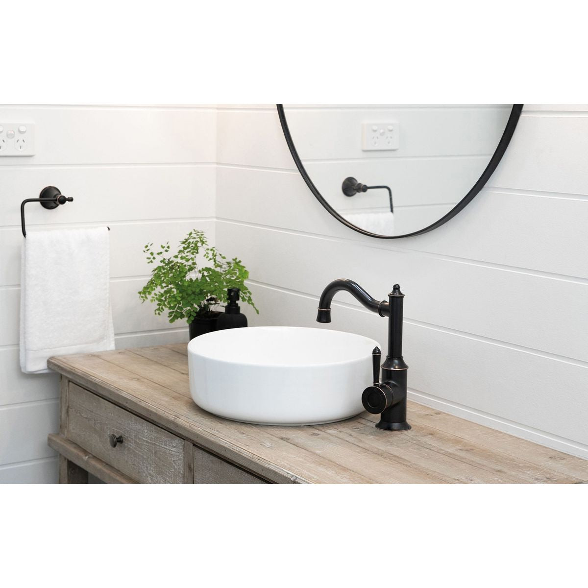 Nostalgia Basin Mixer 160mm Shepherds Crook - Antique Black