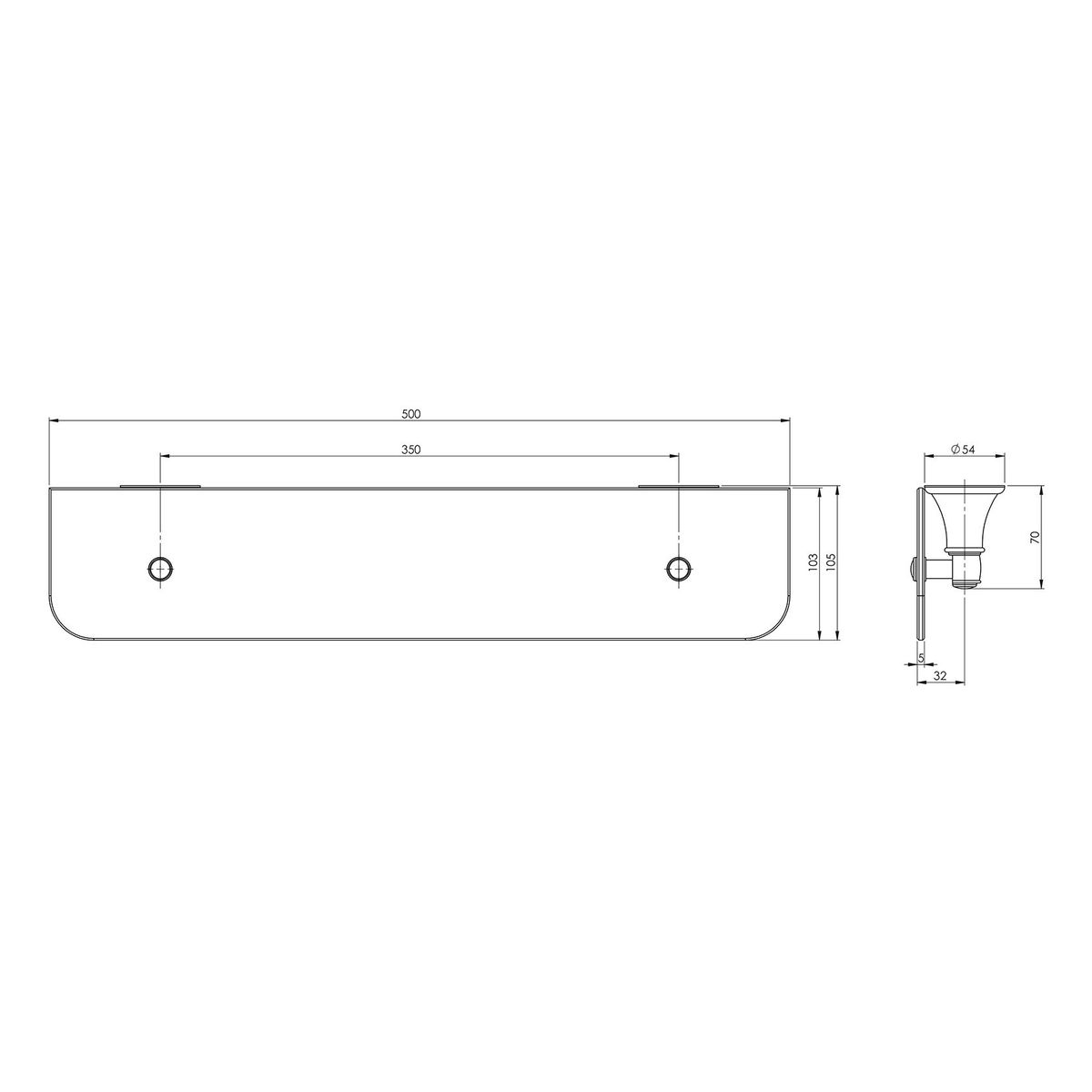 Nostalgia Glass Shelf - Brushed Nickel