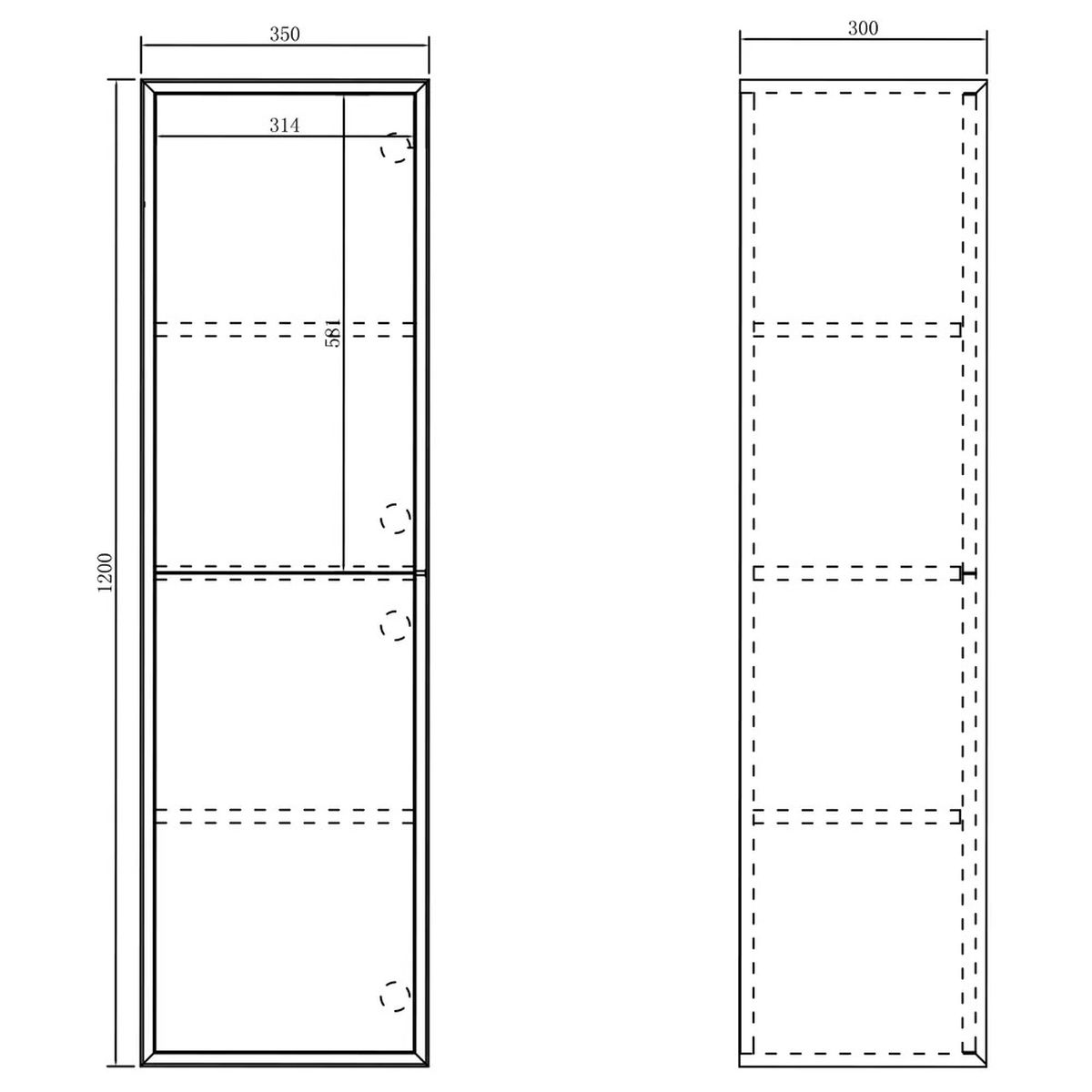 Noosa Tall Boy 350x300x1200 - Matt White