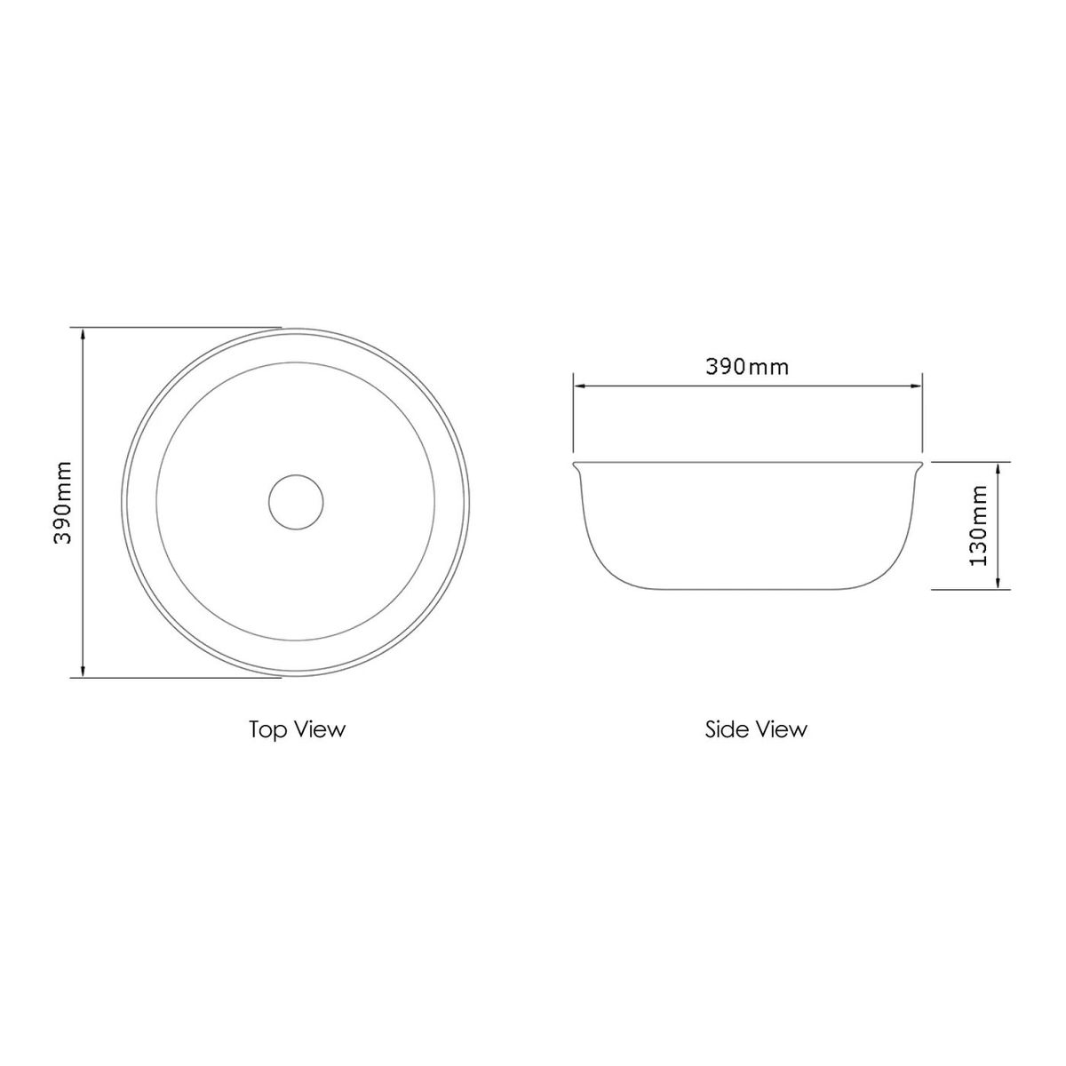 Bronte Round 390x390x130 Matte White Basin