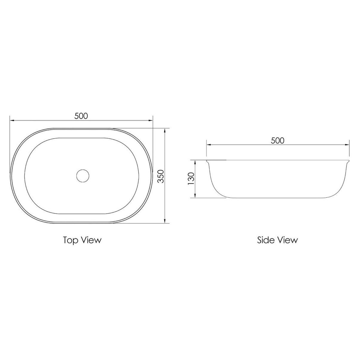 Bronte Oval 500x350x130 Basin - Matte White