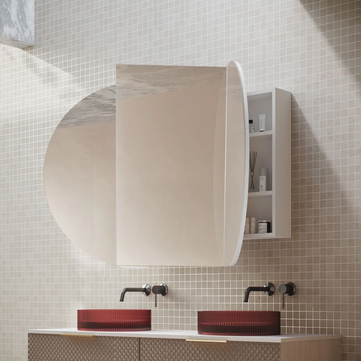 Elli Pill 1500mm Shaving Cabinet - Matte White