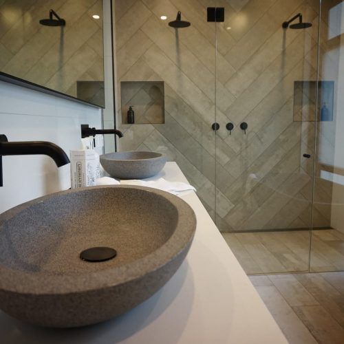 Vivian Above Counter Stone Basin - Black Onyx
