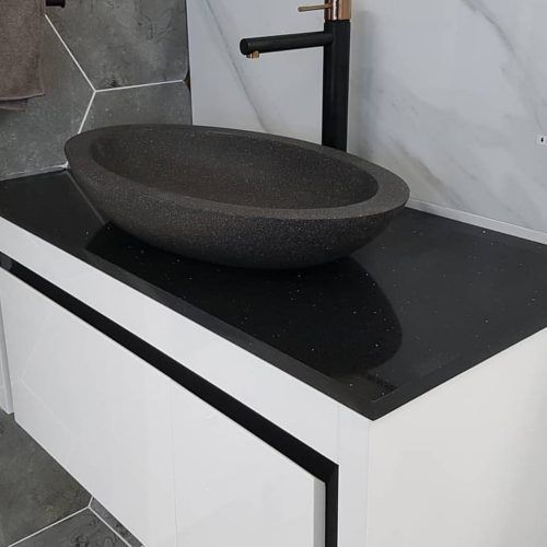 Vivian Above Counter Stone Basin - Black Onyx