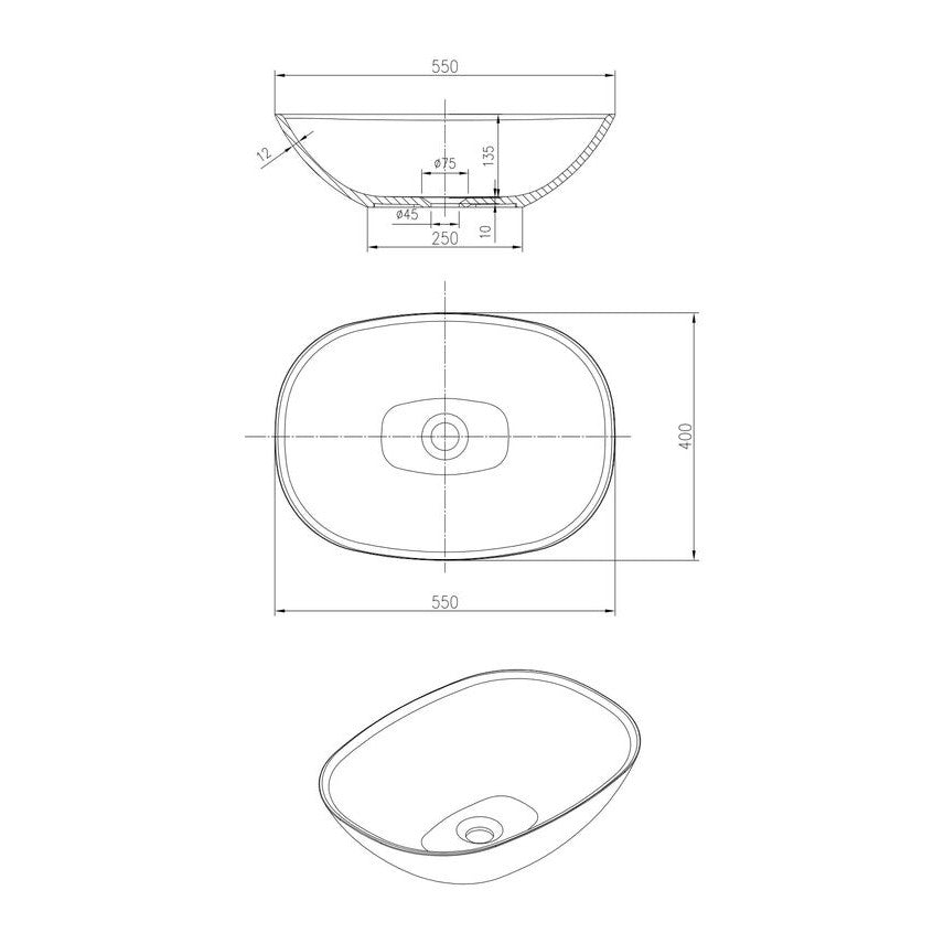 Julia Above Counter Stone Basin - Grey