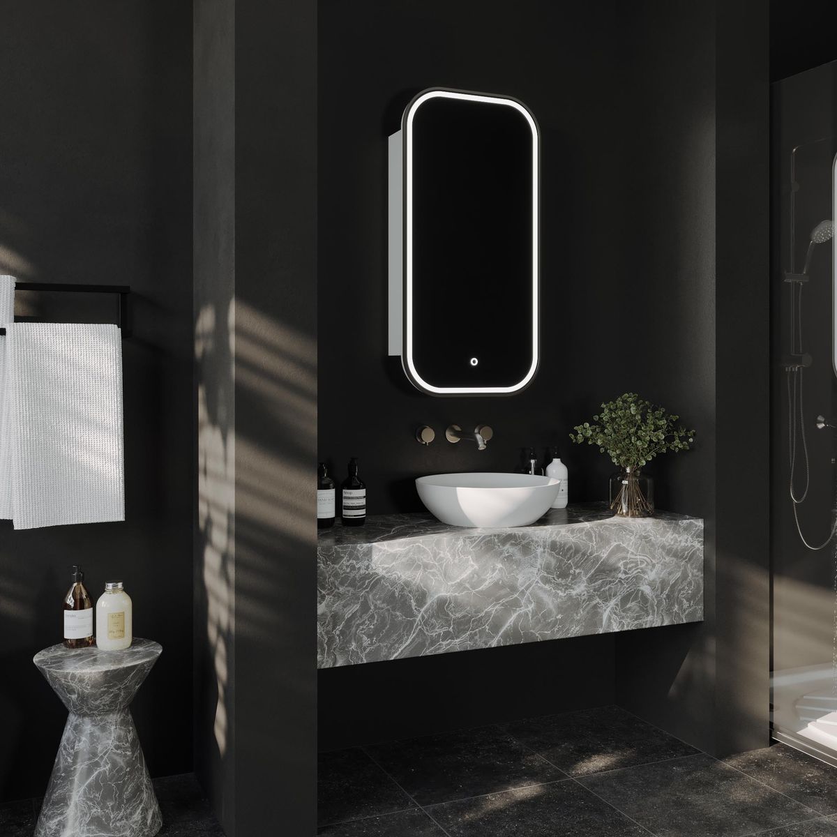 Piazza LED Rectangular Shaving Cabinet, Georgian Metal