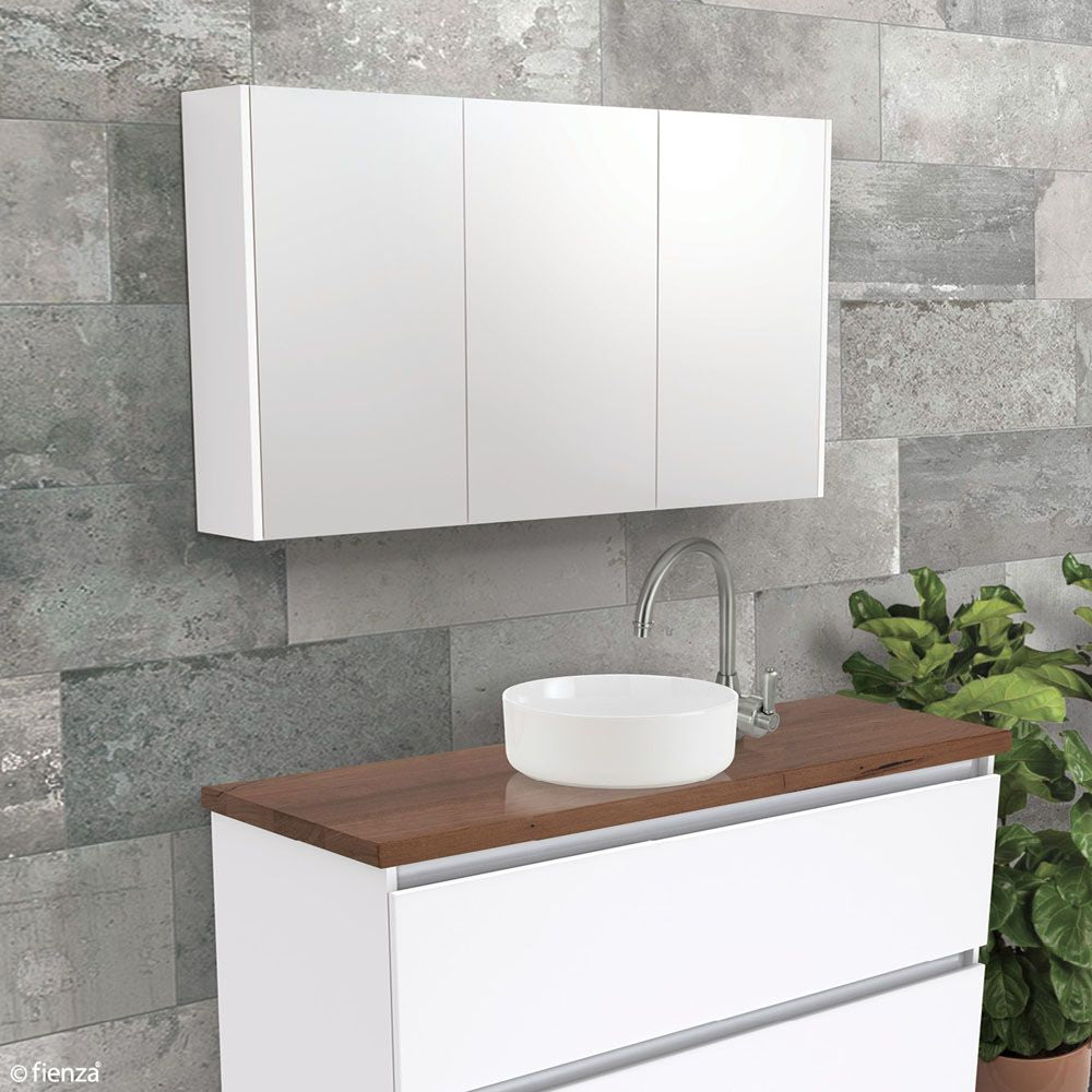1200 Mirror Cabinet with Satin White Side Panels