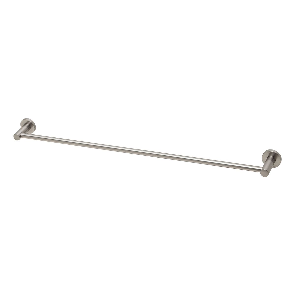Radii Single Towel Rail 800mm Round Plate - Brushed Nickel