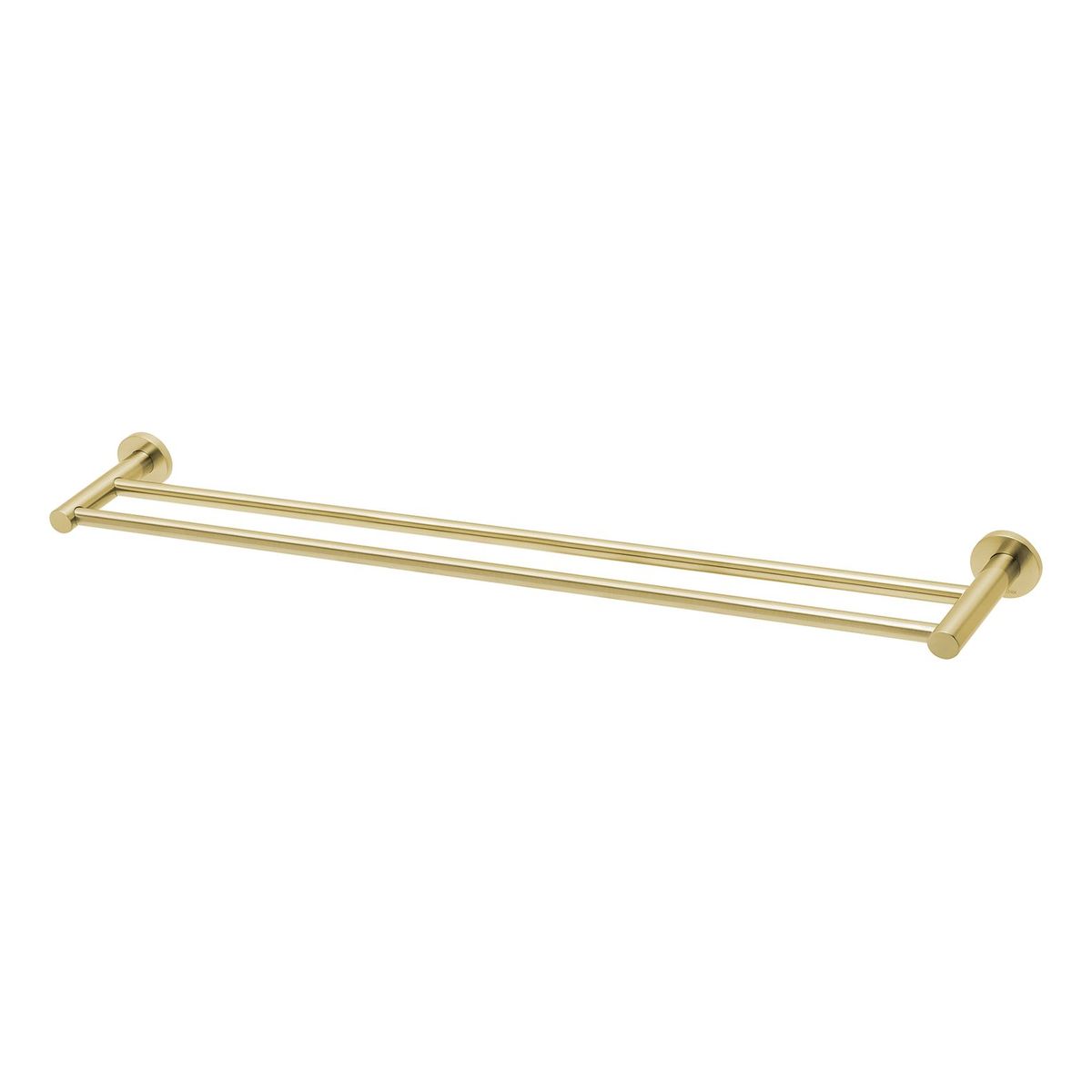 Radii Double Towel Rail 800mm Round Plate - Brushed Gold