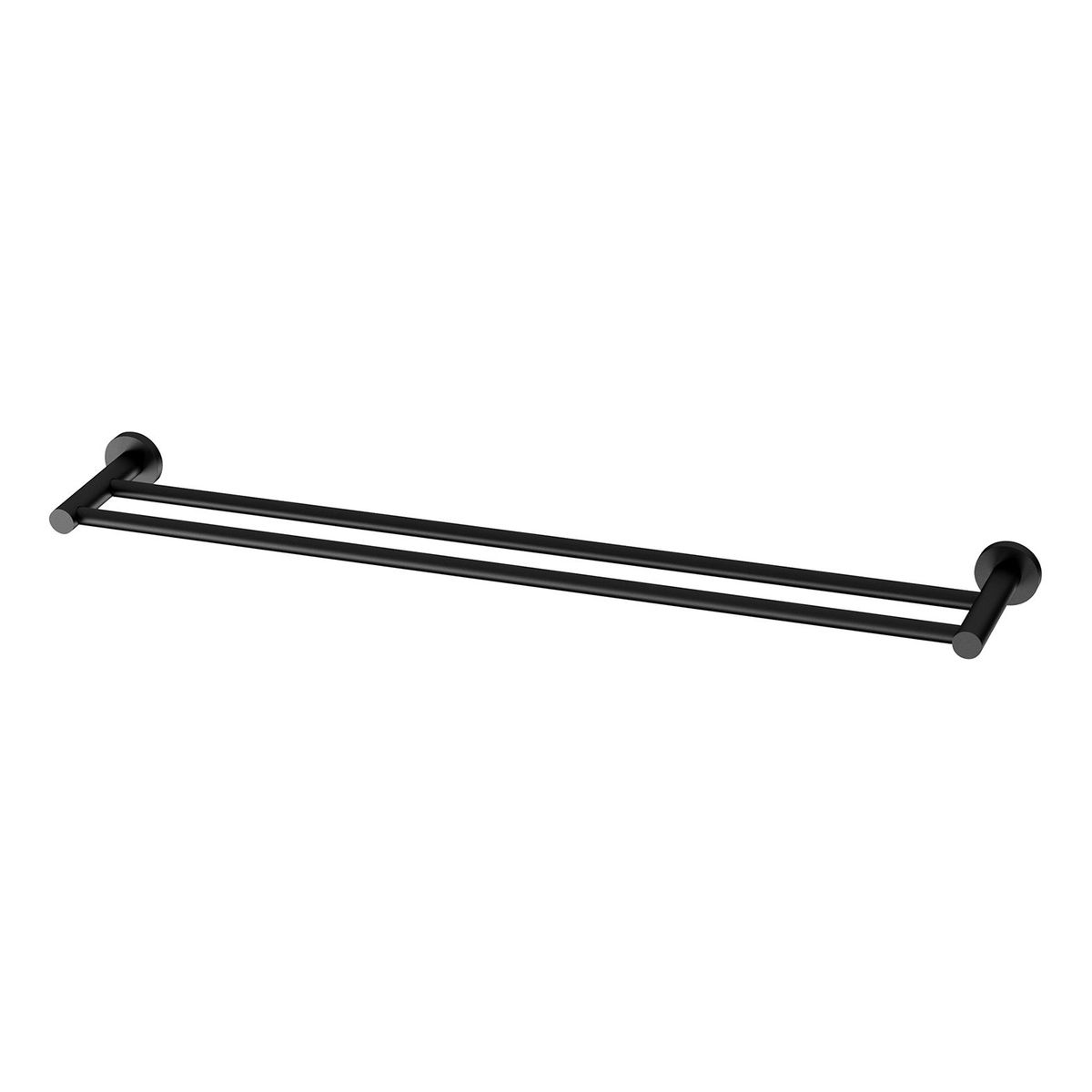 Radii Double Towel Rail 800mm Round Plate - Matte Black