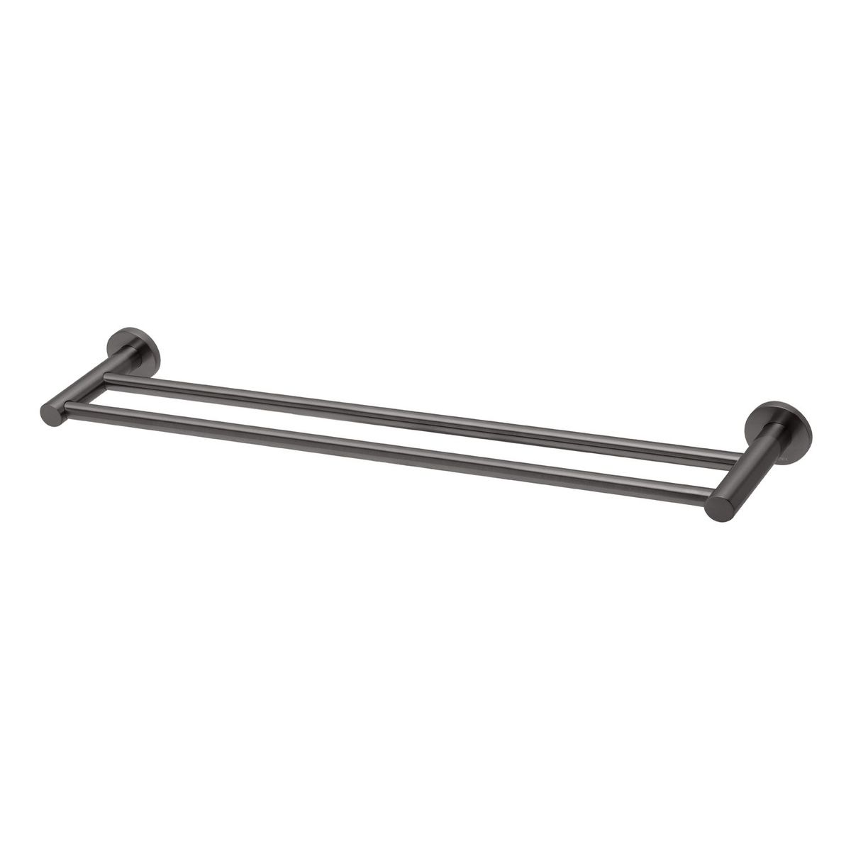 Radii Double Towel Rail 600mm Round Plate - Brushed Carbon
