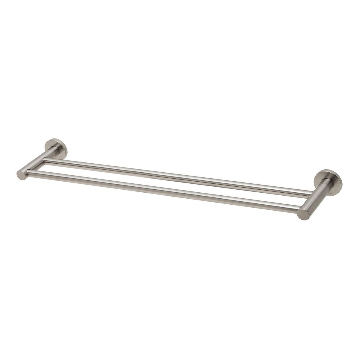 Radii Double Towel Rail 600mm Round Plate - Brushed Nickel