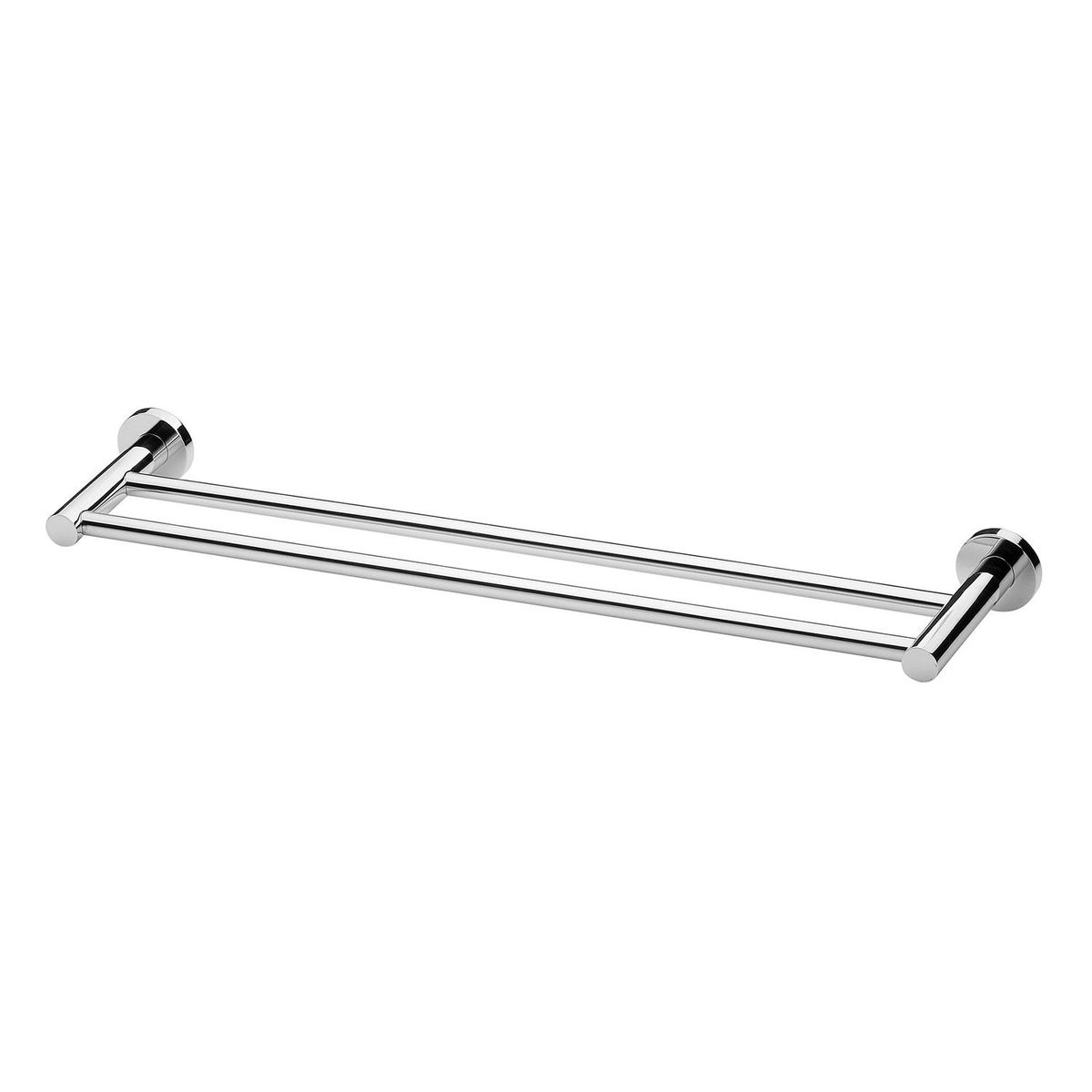 Radii Double Towel Rail 600mm Round Plate - Chrome