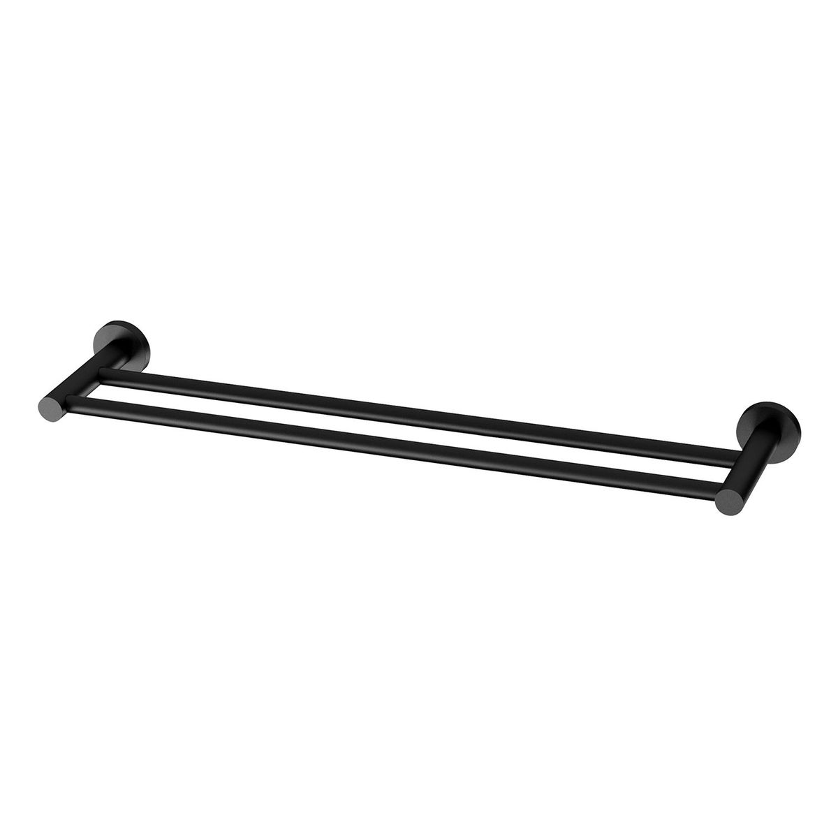 Radii Double Towel Rail 600mm Round Plate - Matte Black