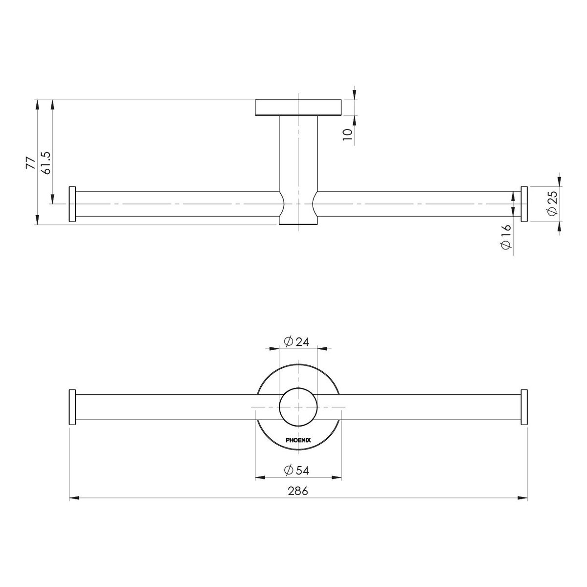Radii Double Toilet Roll Holder Round Plate