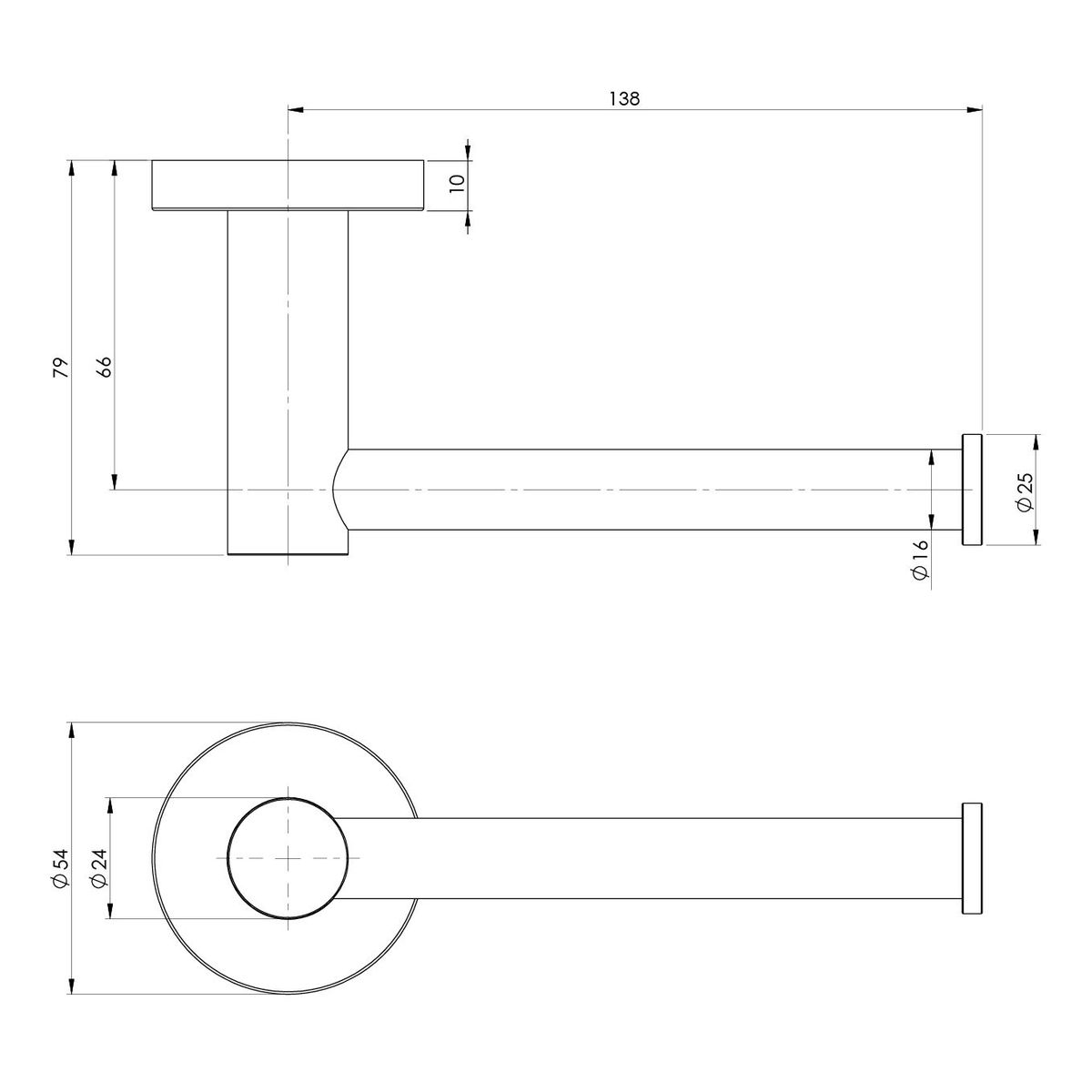 Radii Toilet Roll Holder Round Plate - Chrome