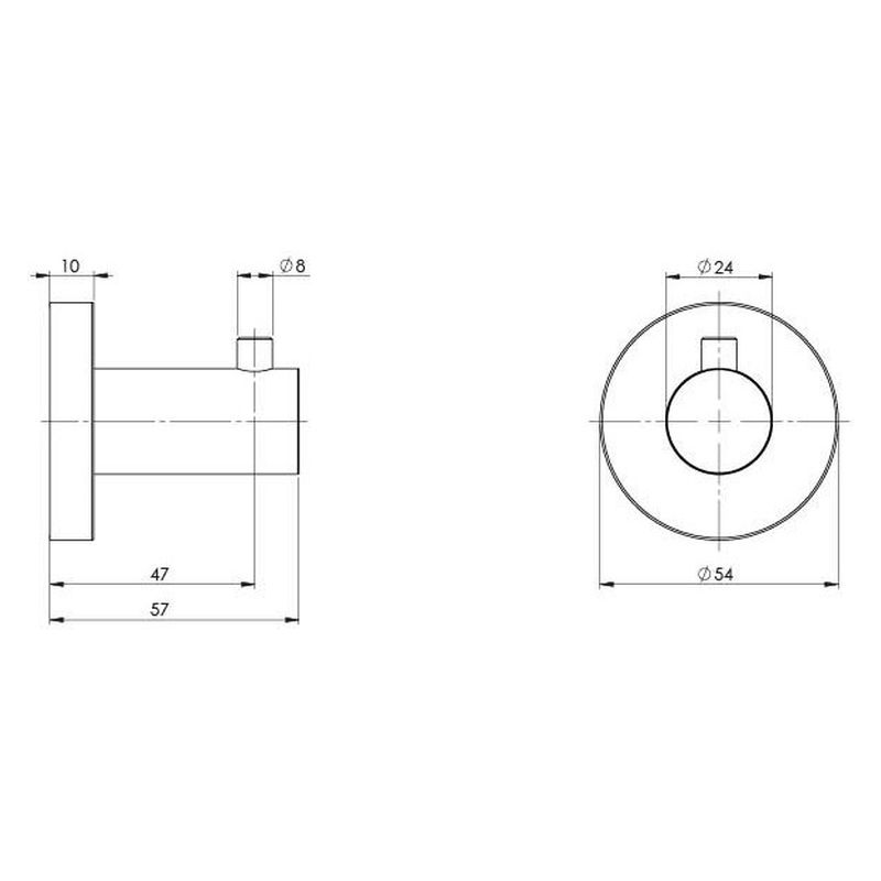 Radii Robe Hook Round Plate - Chrome