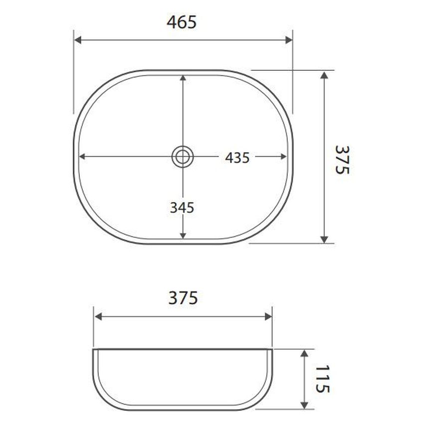 Koko 465 Above Counter Basin, Matte Black