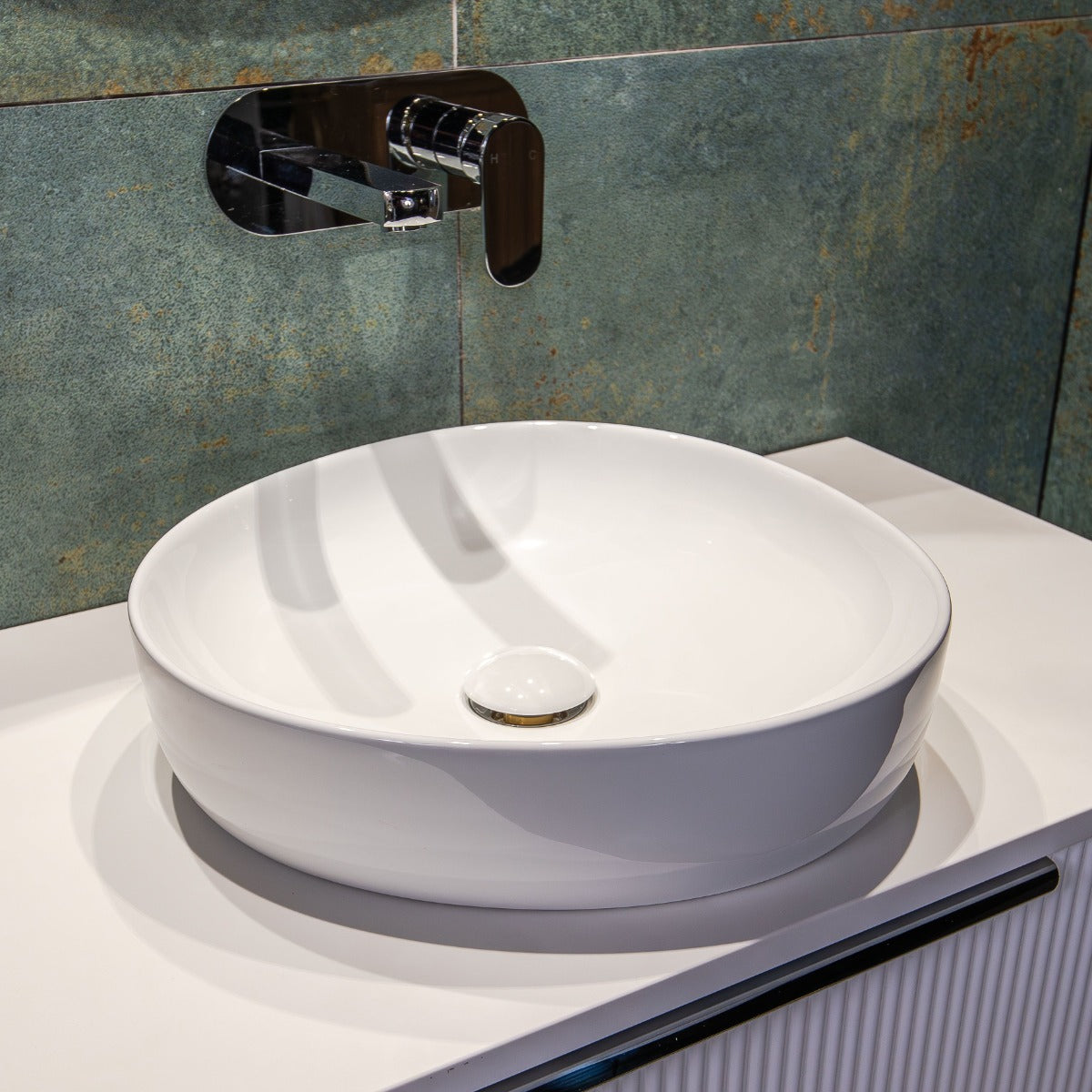 Pebble Small Above Counter Basin, Gloss White