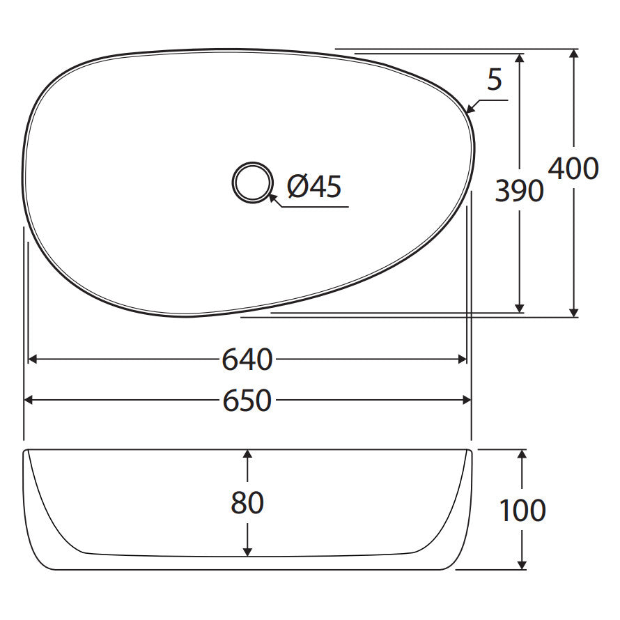 Pebble Large Above Counter Basin, Matte White