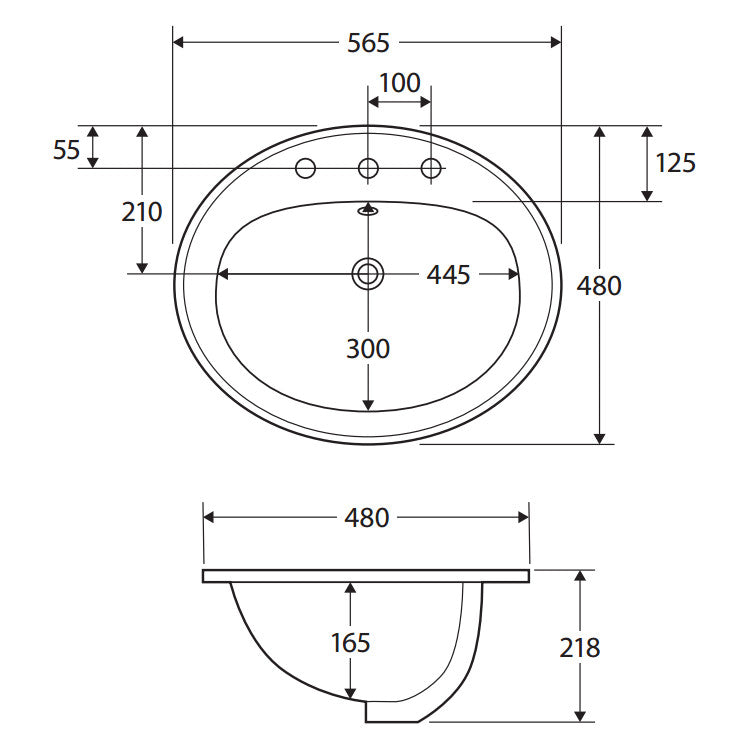 Lacy Fully-Inset Basin, 1 Tap Hole