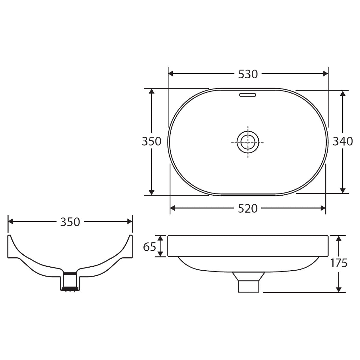 Aluca Pill Ceramic Semi-Inset Basin, Gloss White