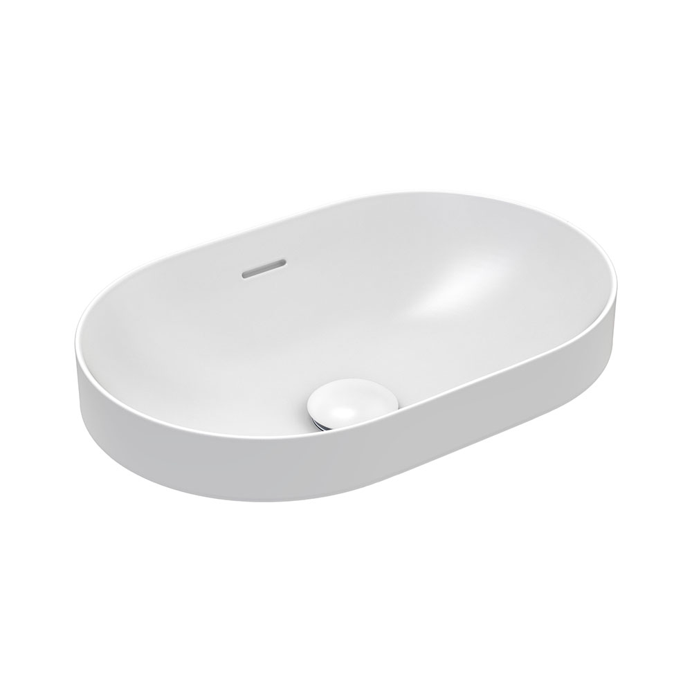 Aluca Pill Ceramic Semi-Inset Basin, Gloss White