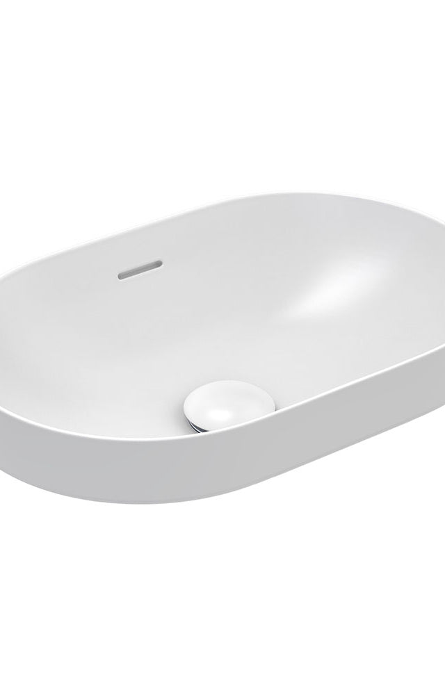 Aluca Pill Ceramic Semi-Inset Basin, Gloss White