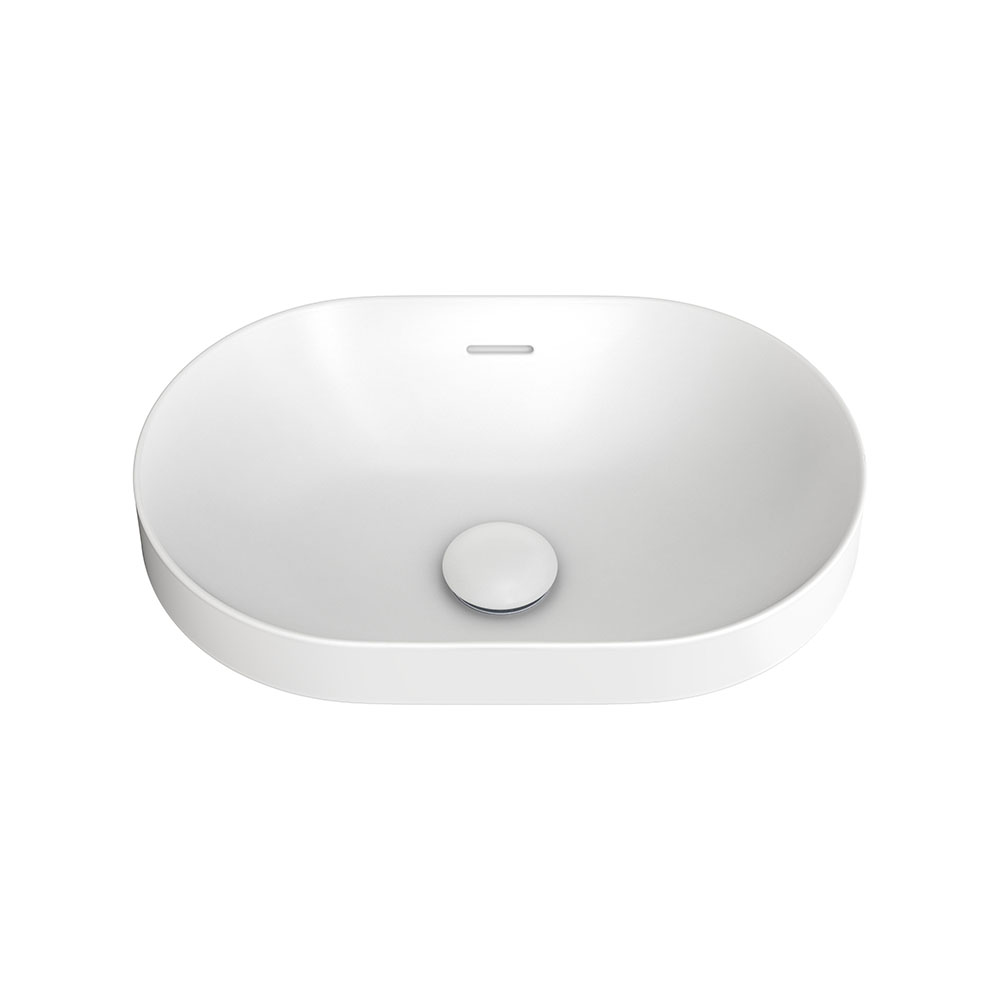 Aluca Pill Ceramic Semi-Inset Basin, Gloss White