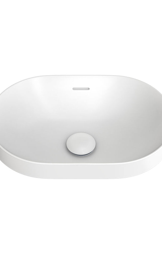 Aluca Pill Ceramic Semi-Inset Basin, Gloss White