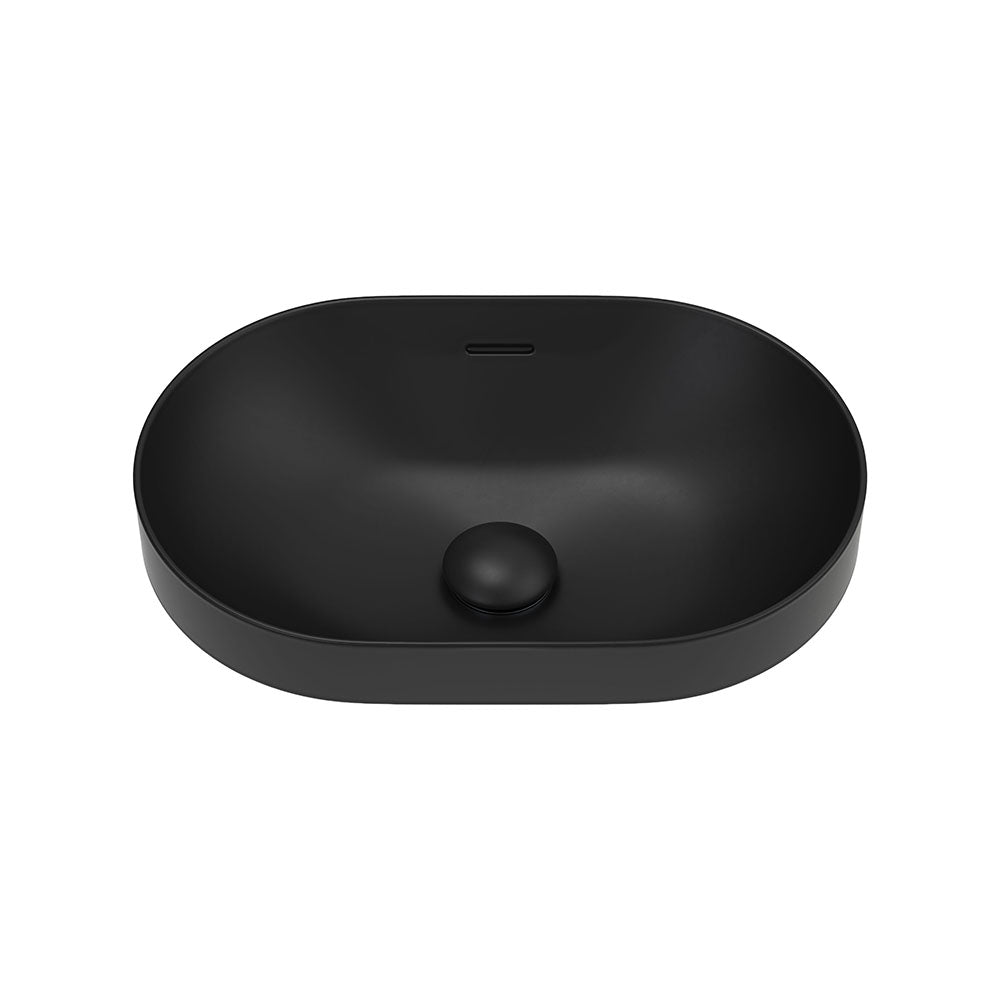 Aluca Pill Ceramic Semi-Inset Basin, Matte Black