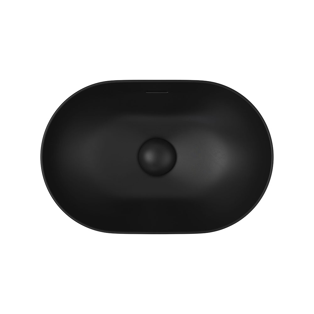 Aluca Pill Ceramic Semi-Inset Basin, Matte Black