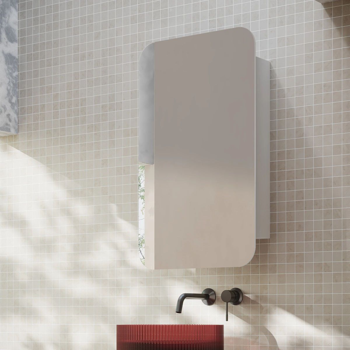 Rec 600X1000mm Shaving Cabinet - Matte White
