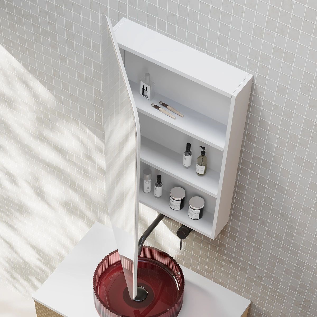Rec 600X1000mm Shaving Cabinet - Matte White