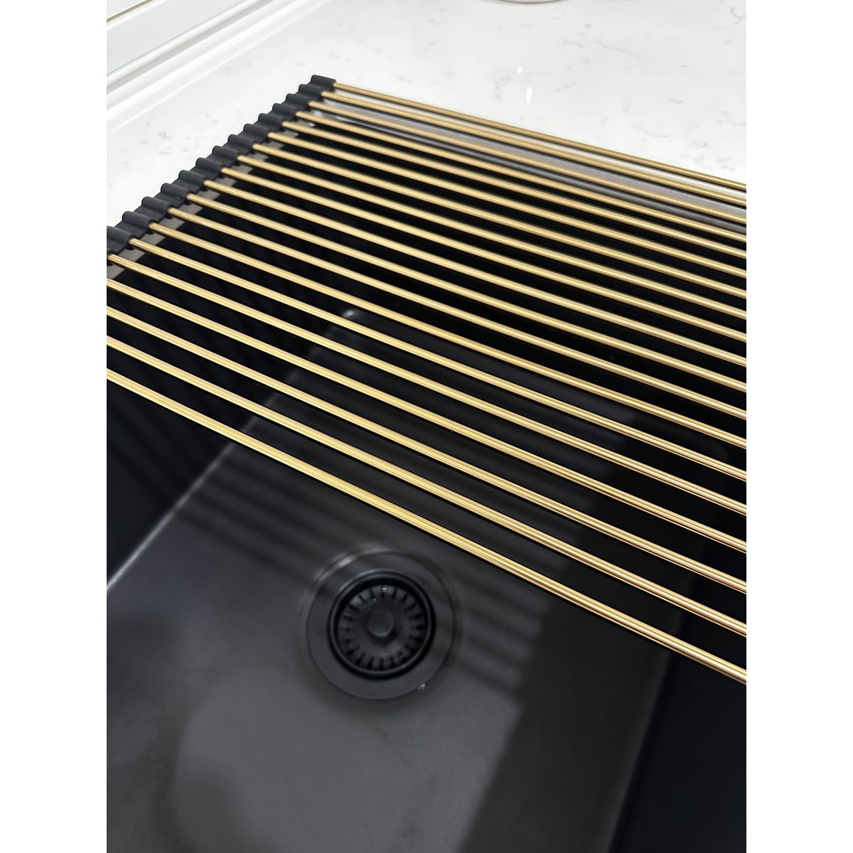 43X32 Sink Roller Mat Drainer - Brushed Brass