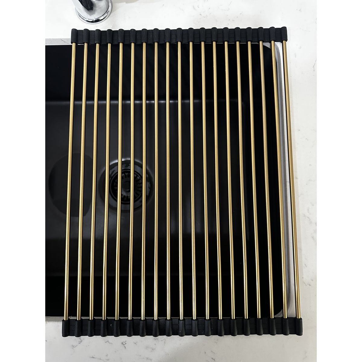 43X32 Sink Roller Mat Drainer - Brushed Brass