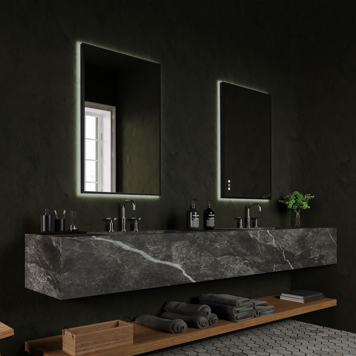 R-Series 1200 Bespoke LED Mirror - Manhattan Black