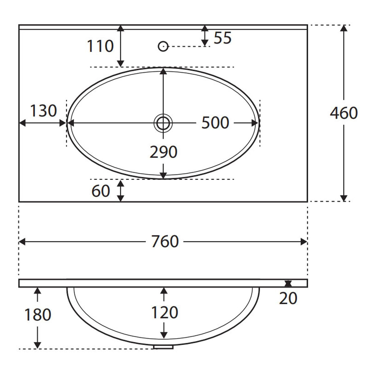 Rotondo Full Depth Ceramic Basin-Top 750 - 3 Tap Holes