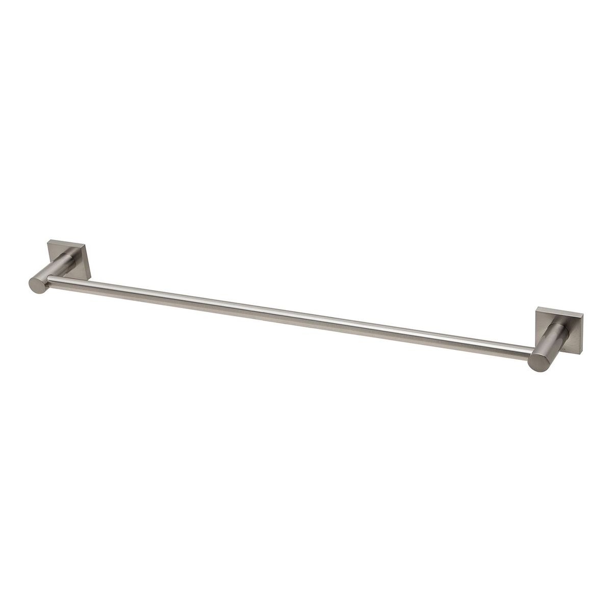 Radii Single Towel Rail 600mm Square Plate - Brushed Nickel